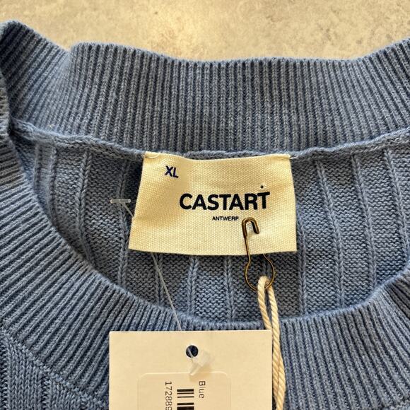 Essential Antwerp Mills Knit Pocket Tee Blue Women’s Sz XL Linen Blend NWT - Picture 2 of 11